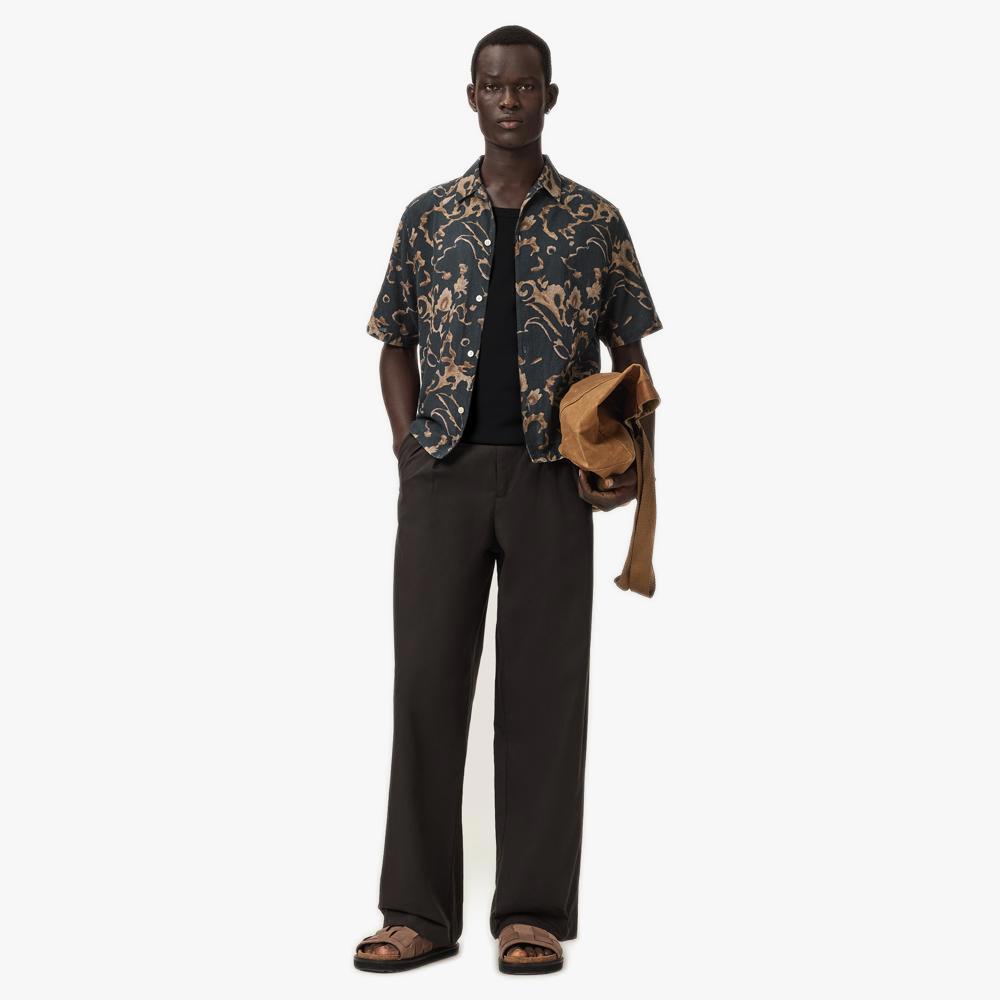 AllSaints Fortune Short Sleeve Linen Blend Boxy Shirt